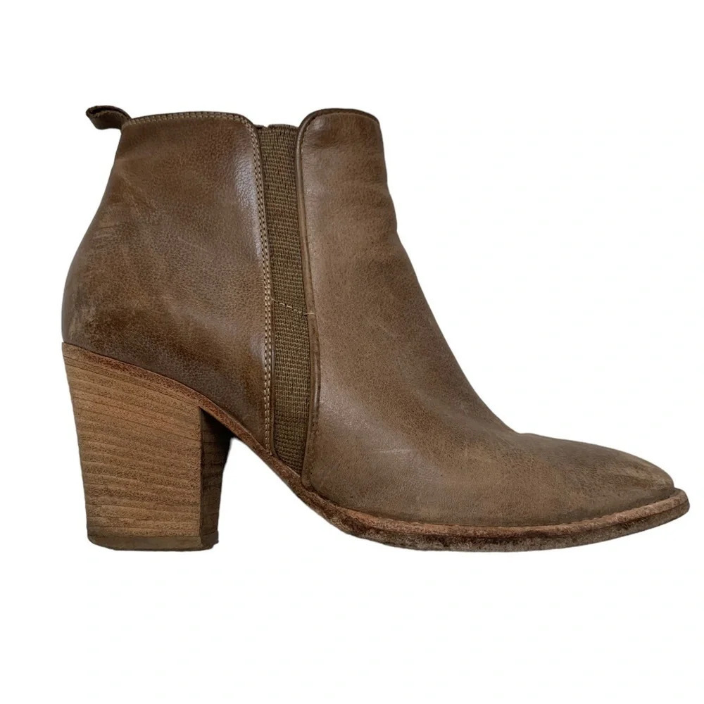 Aquatalia Leather Tan Heeled Ankle Booties 6.5